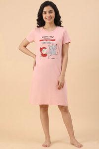 Zivame Farm Lore Knit Cotton Knee Length Nightdress - Pale Rosette — thumbnail 2